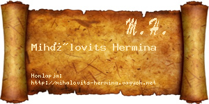 Mihálovits Hermina névjegykártya